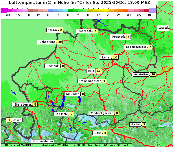 Temperatur, 26. 10. 2025