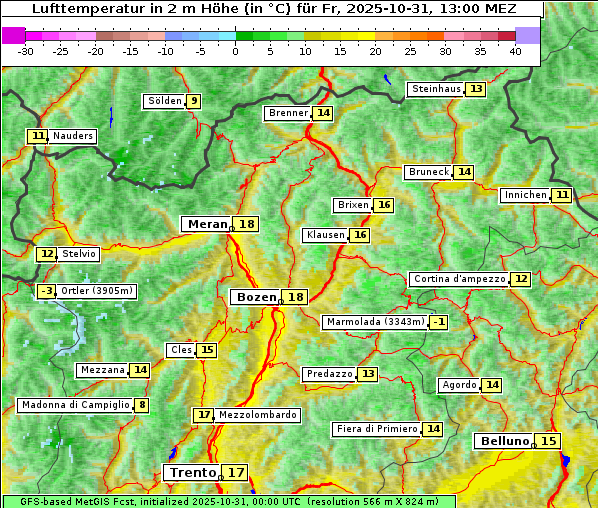 Temperatur, 31. 10. 2025