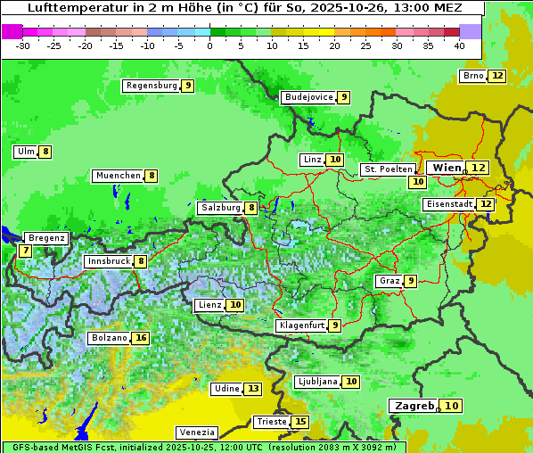 Temperatur, 26. 10. 2025