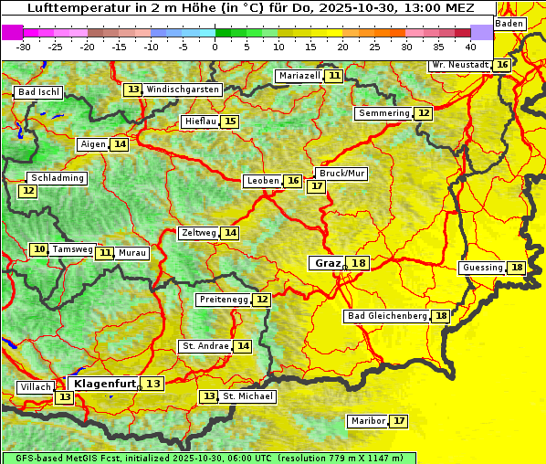 Temperatur, 30. 10. 2025