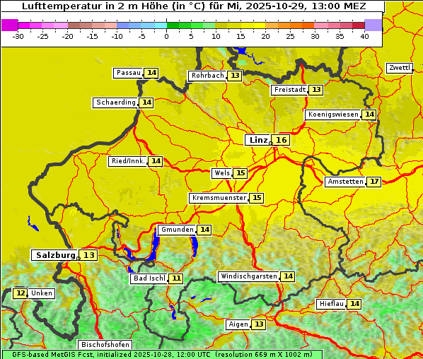 Temperatur, 29. 10. 2025