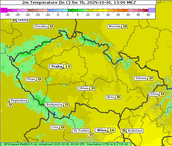 Temperatur, 30. 10. 2025