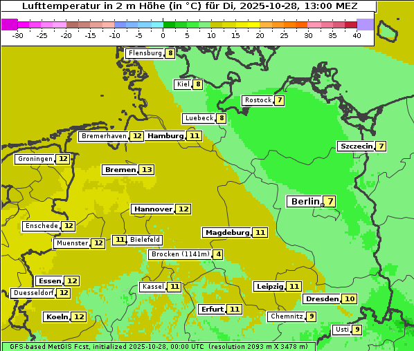 Temperatur, 28. 10. 2025