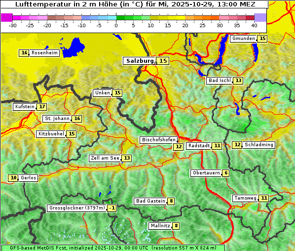 Temperatur, 29. 10. 2025