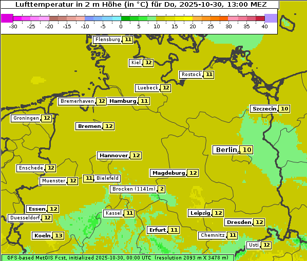 Temperatur, 30. 10. 2025