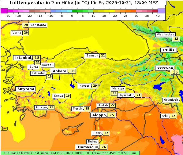 Temperatur, 31. 10. 2025