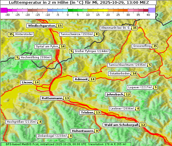 Temperatur, 29. 10. 2025