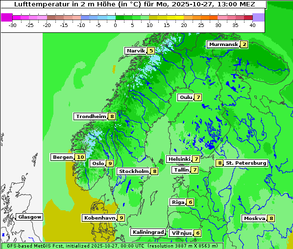 Temperatur, 27. 10. 2025