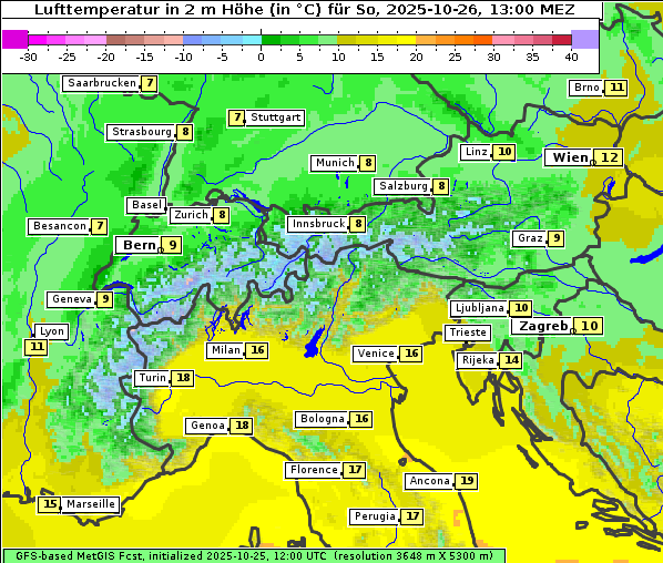Temperatur, 26. 10. 2025