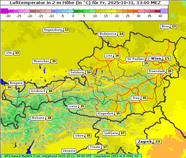 Temperatur, 31. 10. 2025
