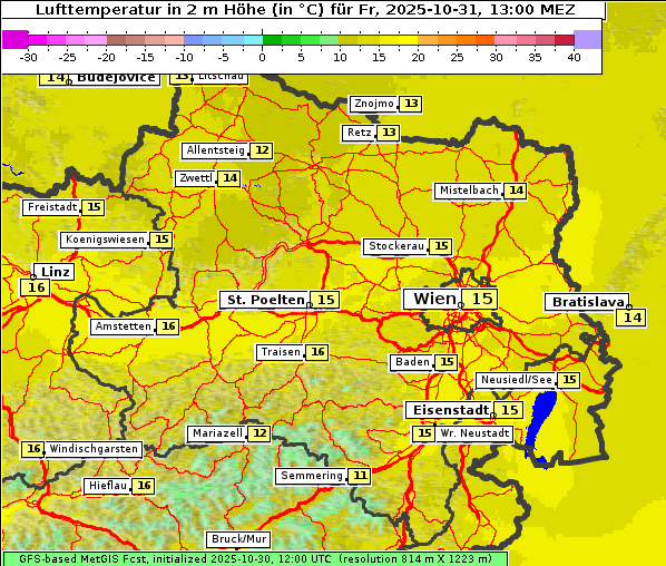 Temperatur, 31. 10. 2025