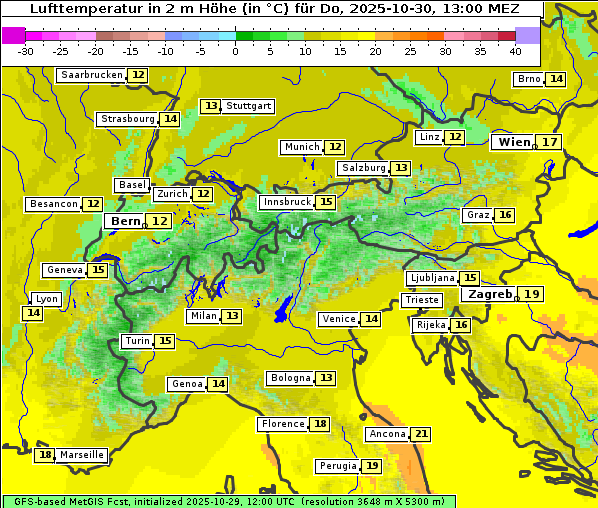 Temperatur, 30. 10. 2025