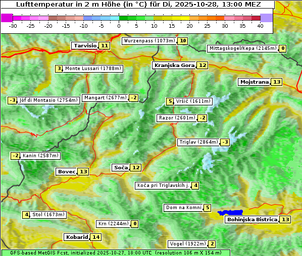 Temperatur, 28. 10. 2025