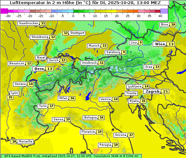 Temperatur, 28. 10. 2025