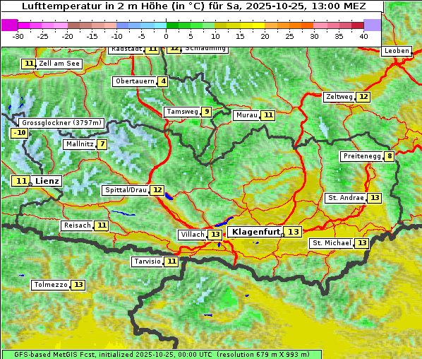 Temperatur, 25. 10. 2025