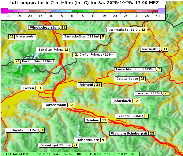 Temperatur, 25. 10. 2025