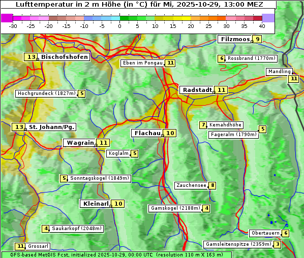 Temperatur, 29. 10. 2025