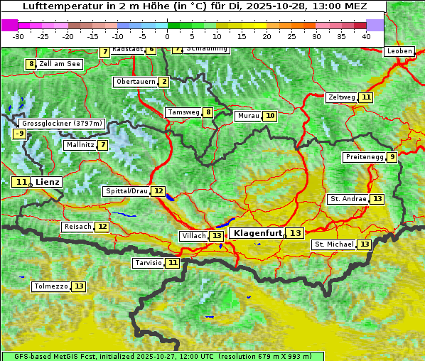 Temperatur, 28. 10. 2025