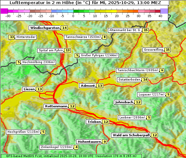 Temperatur, 29. 10. 2025
