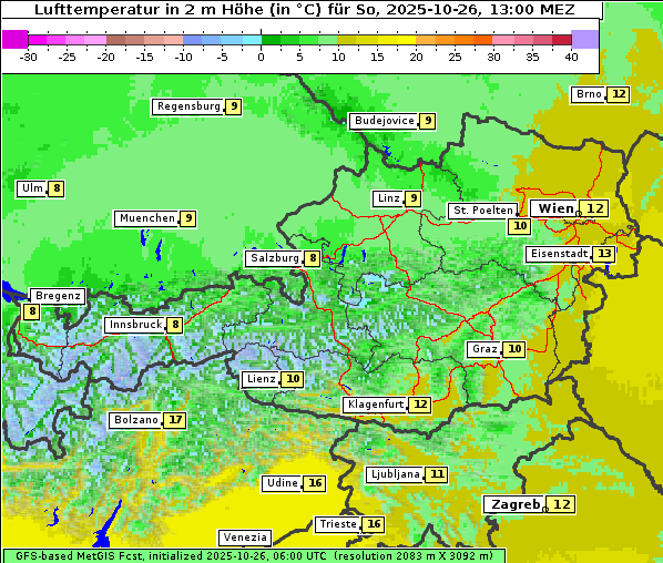 Temperatur, 26. 10. 2025