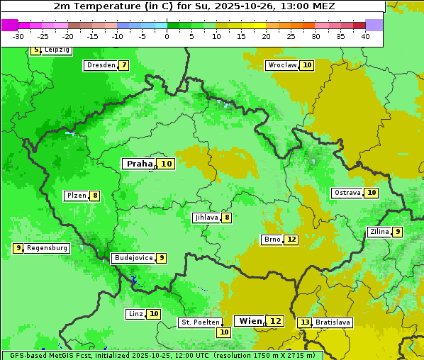Temperatur, 26. 10. 2025