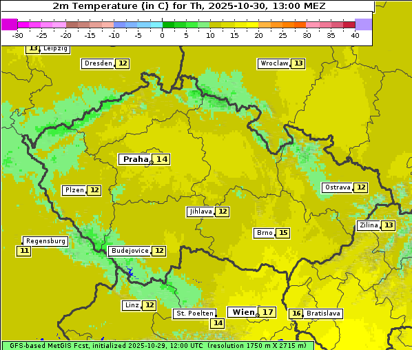 Temperatur, 30. 10. 2025